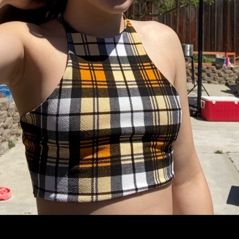 Plaid halter top